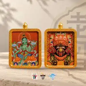 绿度母与扎基拉姆双面小唐卡