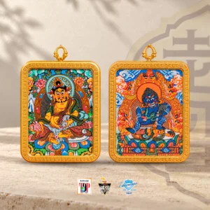 黑财神与黄财神双面小唐卡