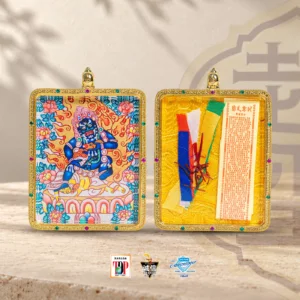 Regong Black Jambhala Mini Thangka — Ritual-Fill Edition